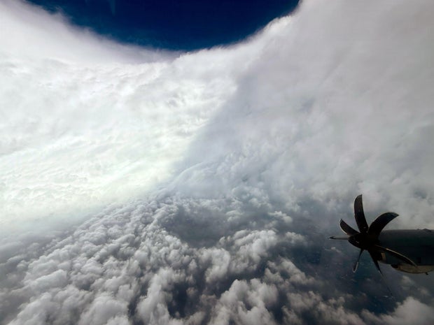 Hurricane Melissa seen from an Air Force plane 