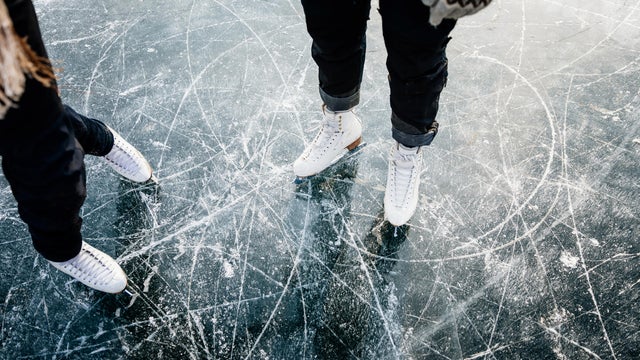 Figure Skater's Ice Skates From Above