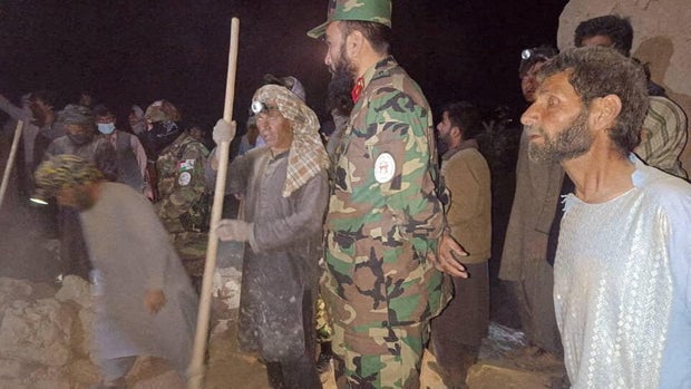 Rescue operations following an earthquake at an unidentified location in Afghanistan 