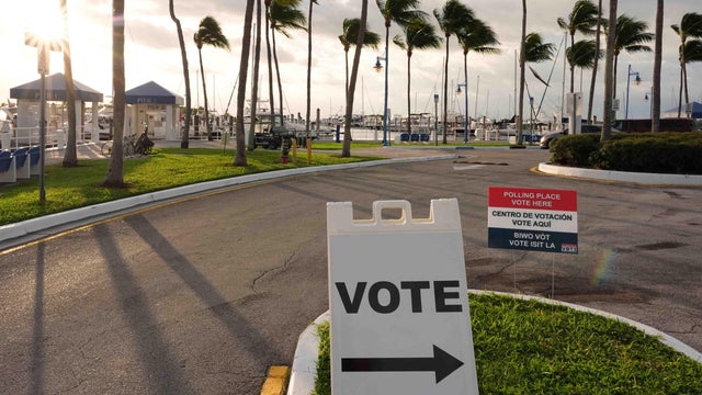 Polling Station Sign in Miami Beach in English and Spanish 