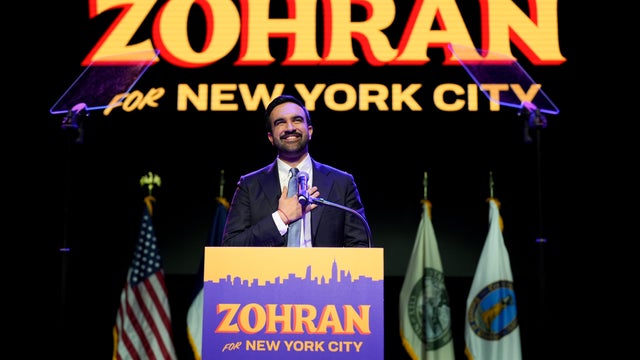 Democratic mayoral candidate Zohran Mamdani and his wife, Rama Duwaji, vote at Frank Sinatra School of the Arts High School Tuesday, Nov. 4, 2025, in Queens, New York. 