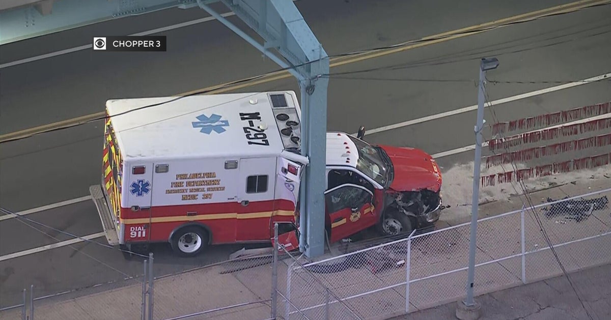 cbsnews.com - Joe  Brandt - 2 Philadelphia medics injured after ambulance crashes into Market-Frankford Line support column