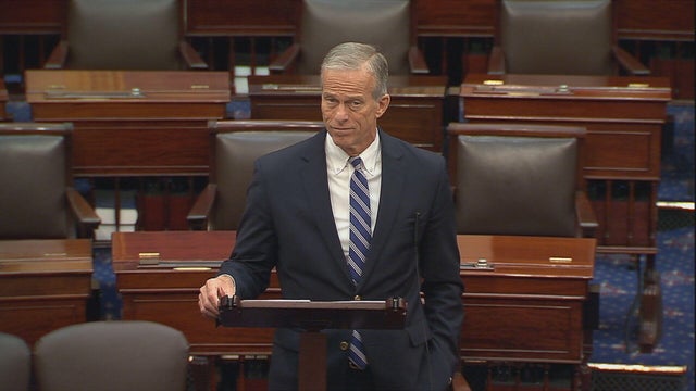 Senate Majority Leader John Thune speaks on the Senate floor on Friday, Nov. 7, 2025. 