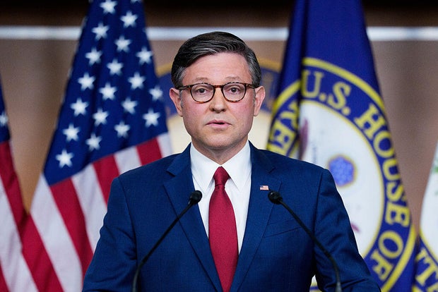 House Speaker Mike Johnson of Louisiana speaks during a news conference at the U.S. Capitol in Washington, D.C., on Nov. 10, 2025. 