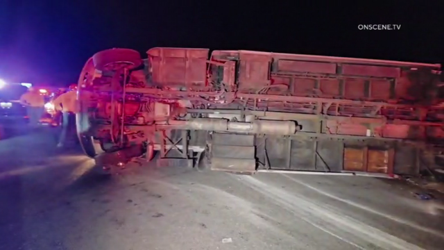 Police car with bright lights and siren 