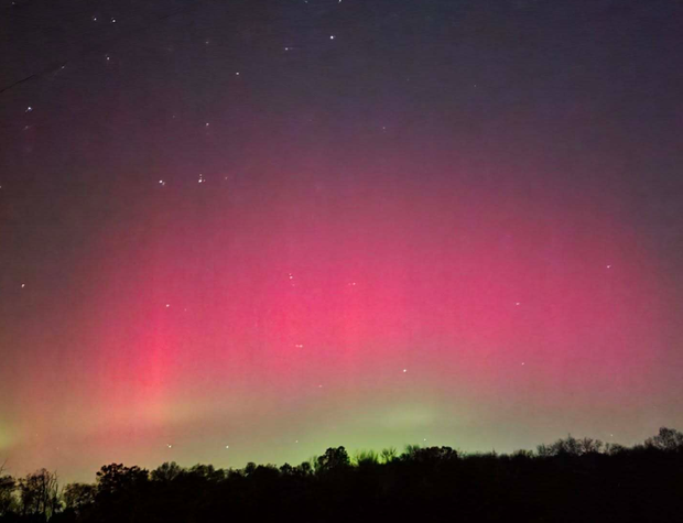 Northern lights seen in Rising Sun, Maryland, on Nov. 11, 2025.