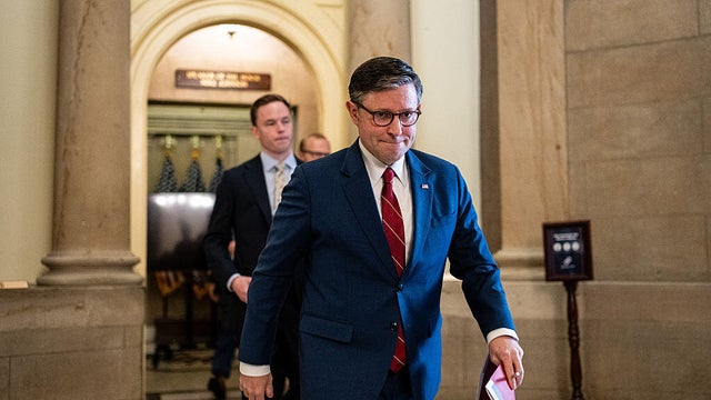 House Speaker Mike Johnson arrives at the U.S. Capitol in Washington, D.C., on Nov. 12, 2025. 
