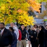 Hundreds of people wait in line as World Central Kitchen provides free meals to federal employees and their families during the government shutdown in Washington, D.C., on Wednesday, Nov. 5, 2025. 