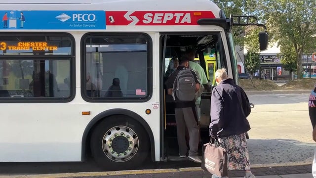 Riders boarding a SEPTA bus 