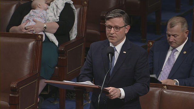 Speaker Mike Johnson speaks on the House floor on Tuesday, Nov. 18, 2025. 