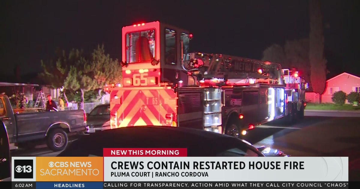 Crews contain restarted house fire in Rancho Cordova