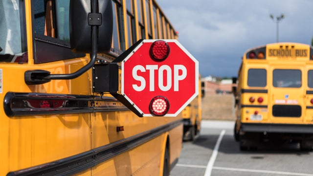 school bus driver doing safety check 