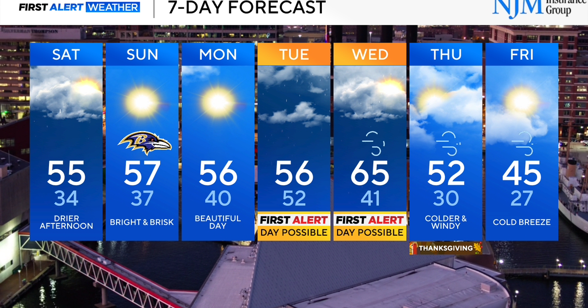 Showers move through Maryland late Friday, Saturday morning - CBS Baltimore