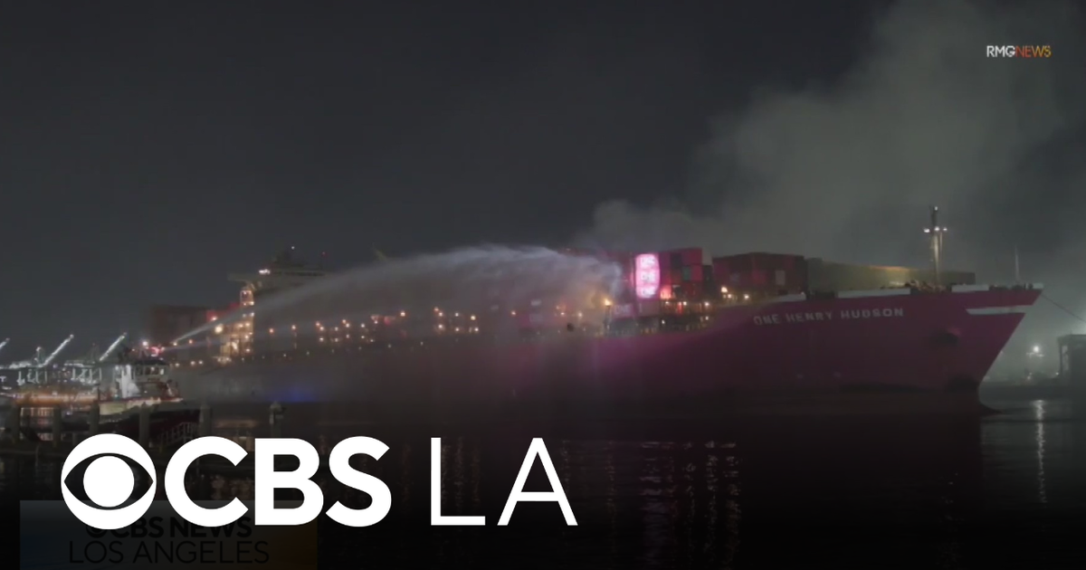 Cargo ship, containers catch fire at Port of Los Angeles - CBS Los Angeles