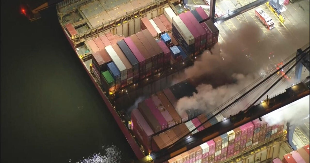 Cargo ship and containers catch fire at Port of Los Angeles