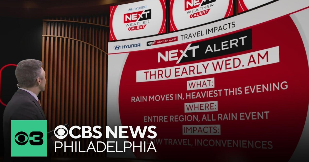Heavy rain moves through Philadelphia region Tuesday night - CBS ...
