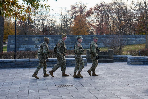 National Guard patrol the National Mall