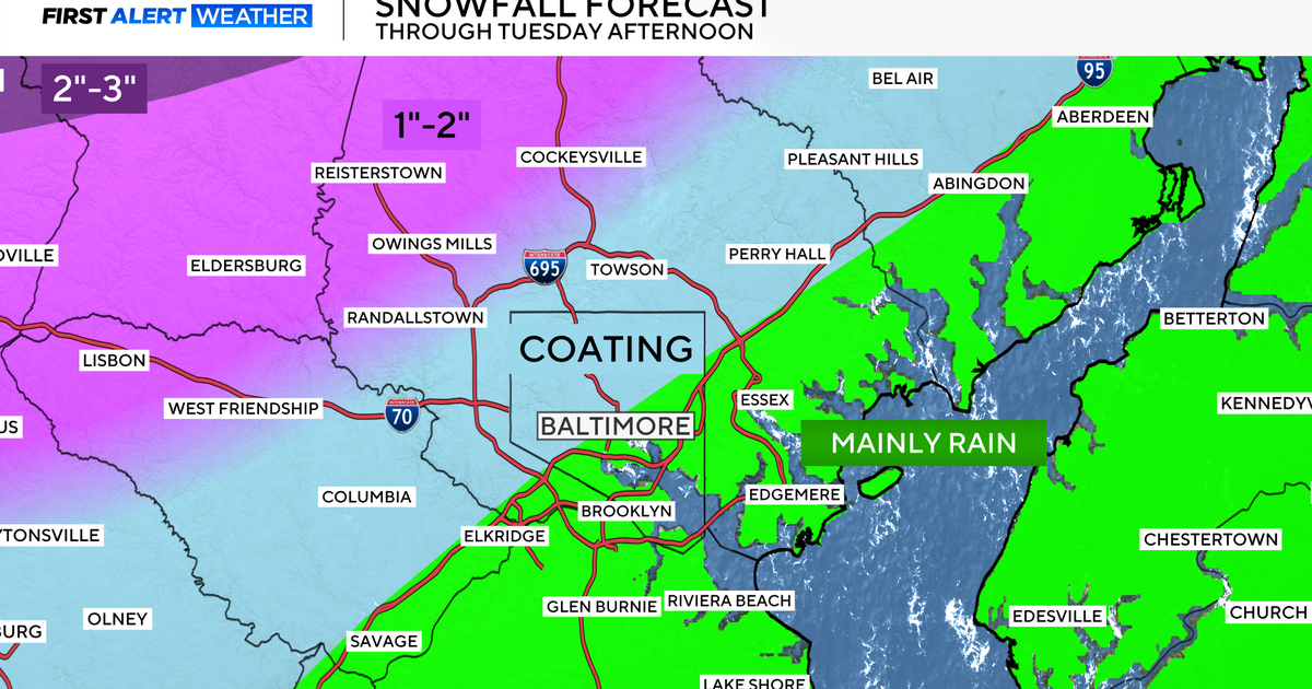 Snow, ice and rain mix develop Tuesday across much of Maryland