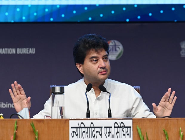 Union Minister of Communications And Development Of North Eastern Region Jyotiraditya M Scindia Address Media On Achievements Of His Ministries 