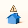House Symbol with Yellow Warning Triangle Hovering Above – Home Safety and Risk Awareness 