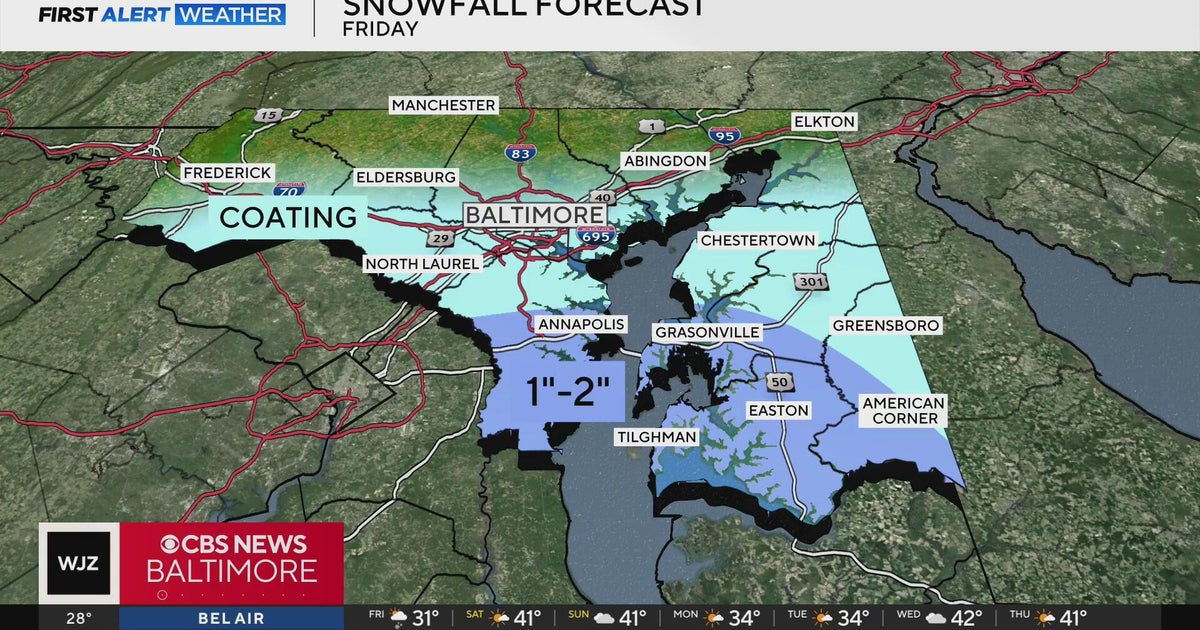 Light snow Friday and a brisk chill in Maryland Saturday