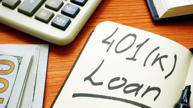 401k loan phrase in the notepad and calculator. 