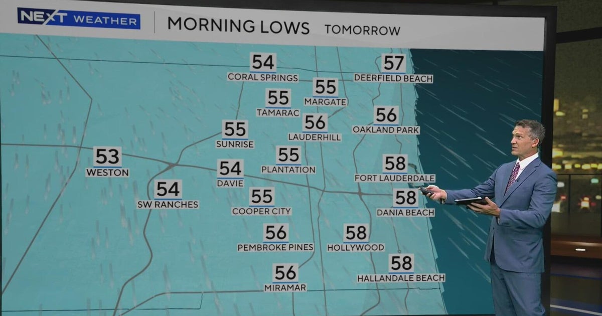 Cold, dry air moves in; South Florida wakes up to 50s Thursday