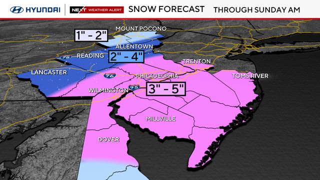 Snow expected across entire Philadelphia region this weekend 