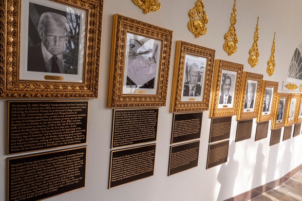 Plaques and photos on White House "Presidential Walk of Fame"