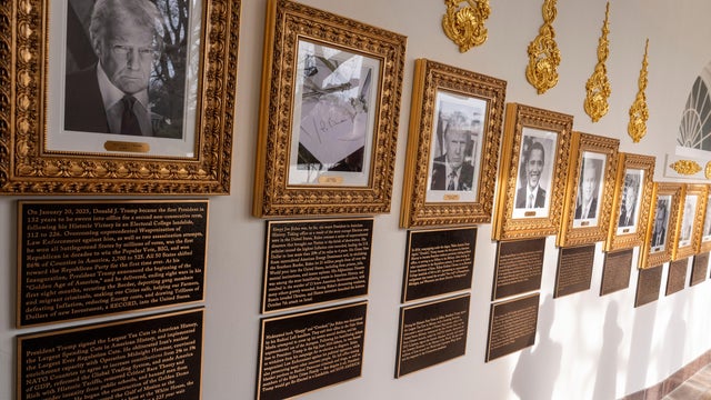 Plaques and photos on White House "Presidential Walk of Fame" 