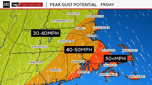 Heavy rain, strong winds coming to Massachusetts Friday. Maps show who ...