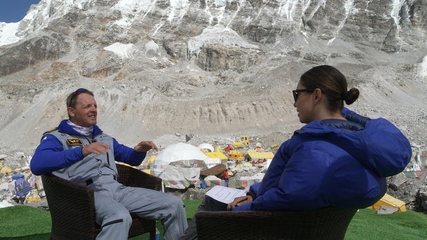 Simone Moro and Cecilia Vega on Everest Base Camp 