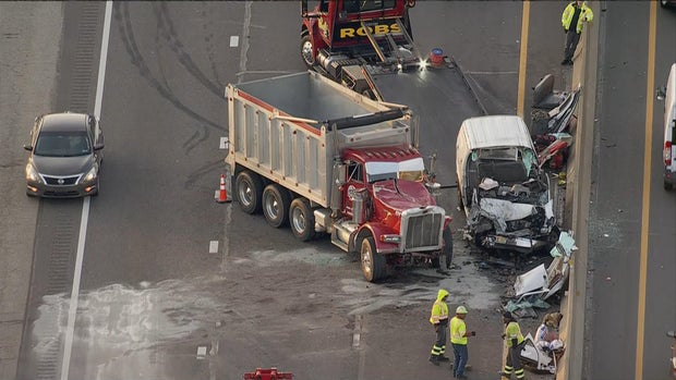 First responders at the scene of a crash on the PA Turnpike between Willow Grove and Bensalem 