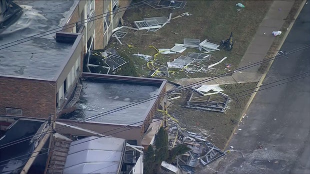 Aftermath of explosion at the Silver Lake Nursing Home in Bristol Township, Pennsylvania 