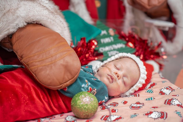 The babies at Henry Ford Hospital's Neonatal Intensive Care Unit received a visit from Santa Claus on Christmas Eve. 