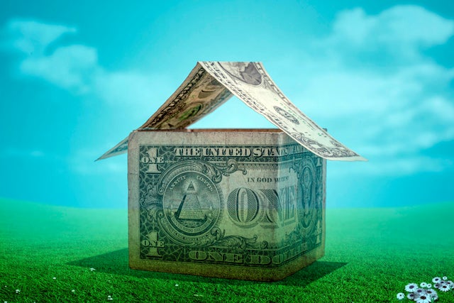 Money house in grass 