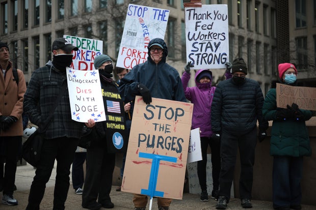 Protesters Rally Against Elon Musk Outside OPM Office 
