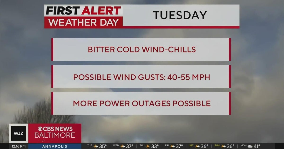 Bitter cold wind chills ahead of morning snow showers Wednesday - CBS ...