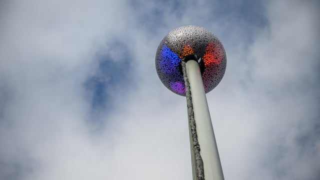 The New Year's Eve ball drop numerals for 2026 are displayed in Times Square on December 18, 2025 in New York City. 