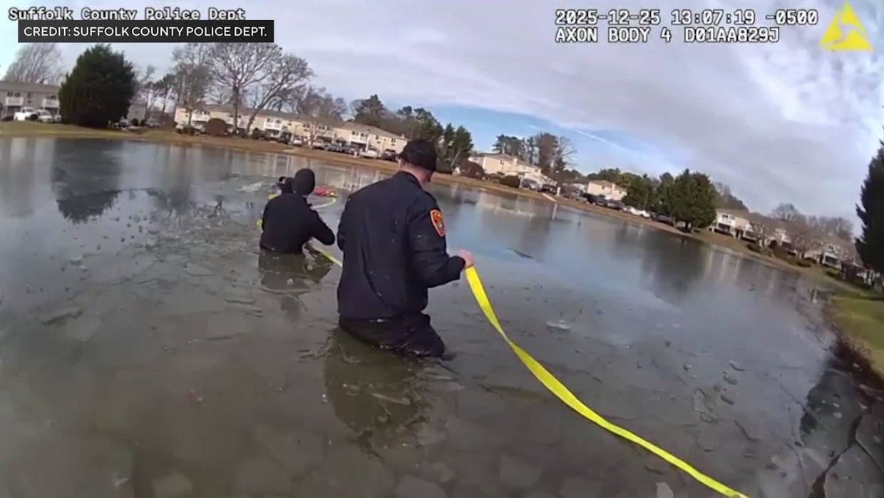 Video shows Long Island police officers rescue child from pond on ...