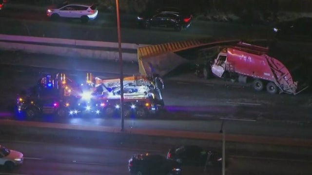 Garbage truck, semi-trailer crash I-94 
