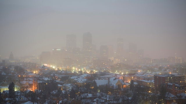 Denver Skyline in a Misty Winter Fog 