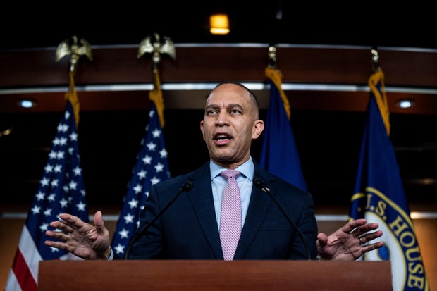 House Minority Leader Hakeem Jeffries, a New York Democrat, speaks during a news conference at the U.S. Capitol in Washington, D.C., on Jan. 5, 2026. 
