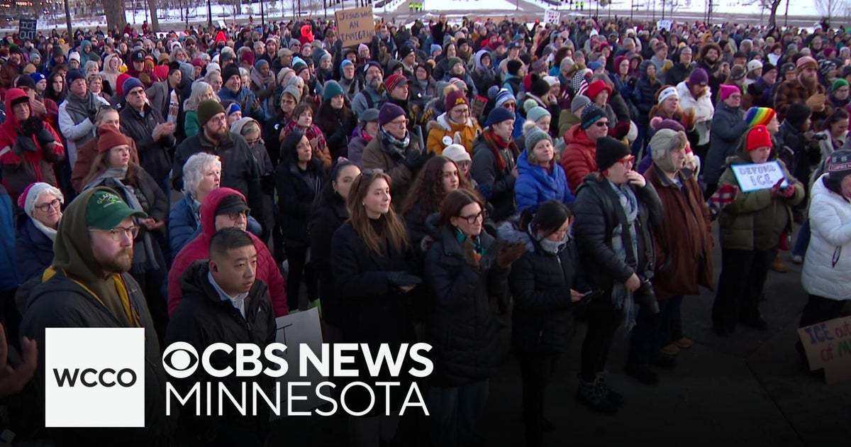 Protesters make noise at demonstration against ICE in downtown Minneapolis