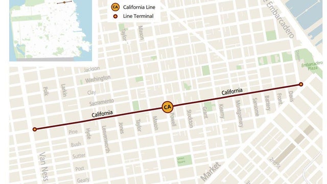 A map route of the California Cable Line 