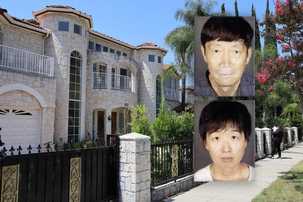 Photos of Guoiun Xuan and Silvia Zhang and a picture of their home in Arcadia, California.
