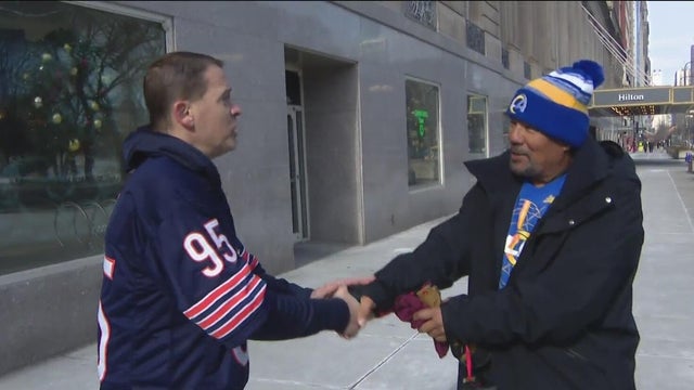 Bears fan with Rams fan 