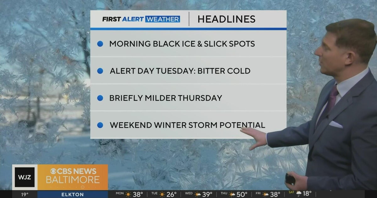 Icy start Monday and painfully cold Tuesday in Maryland
