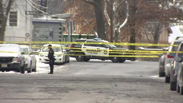 Crime scene tape blocks off a street in New Jersey 