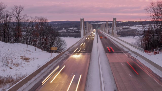 Sunset over the New St. Croix Crossing Bridge 